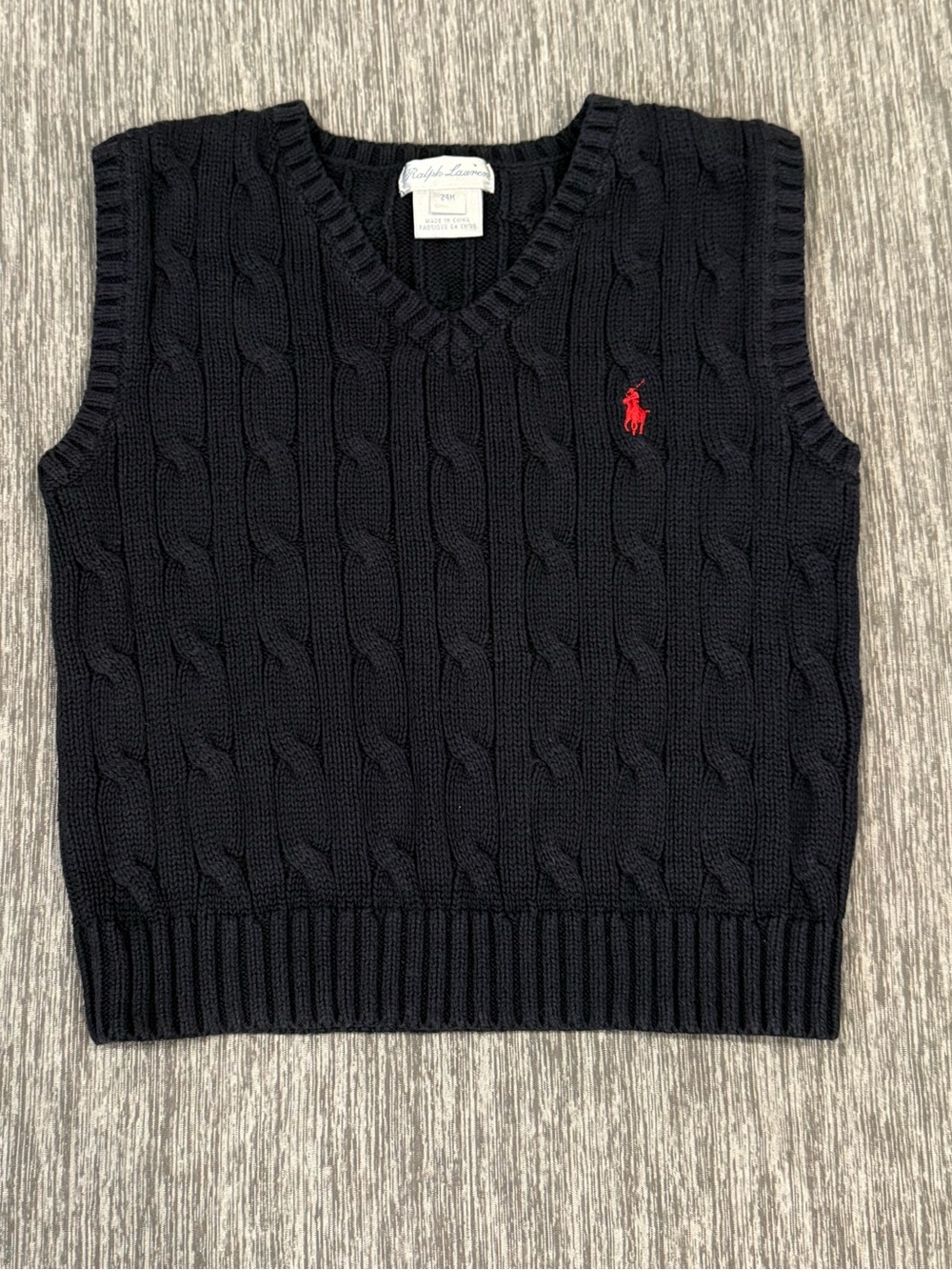 Polo by Ralph Lauren Toddler Navy Cable-Knit V-Neck Sweater Vest